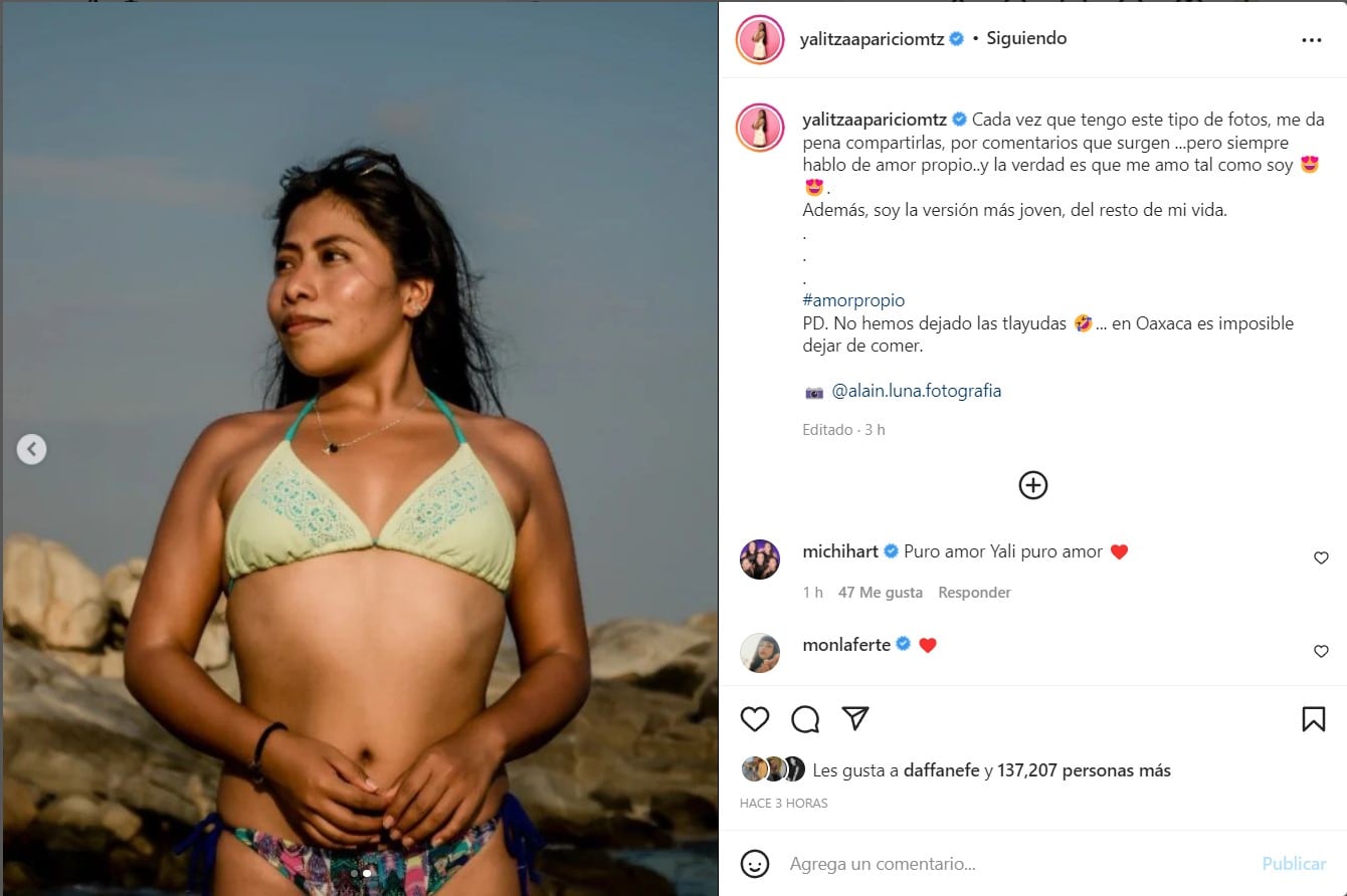 Post de Yalitza Aparicio