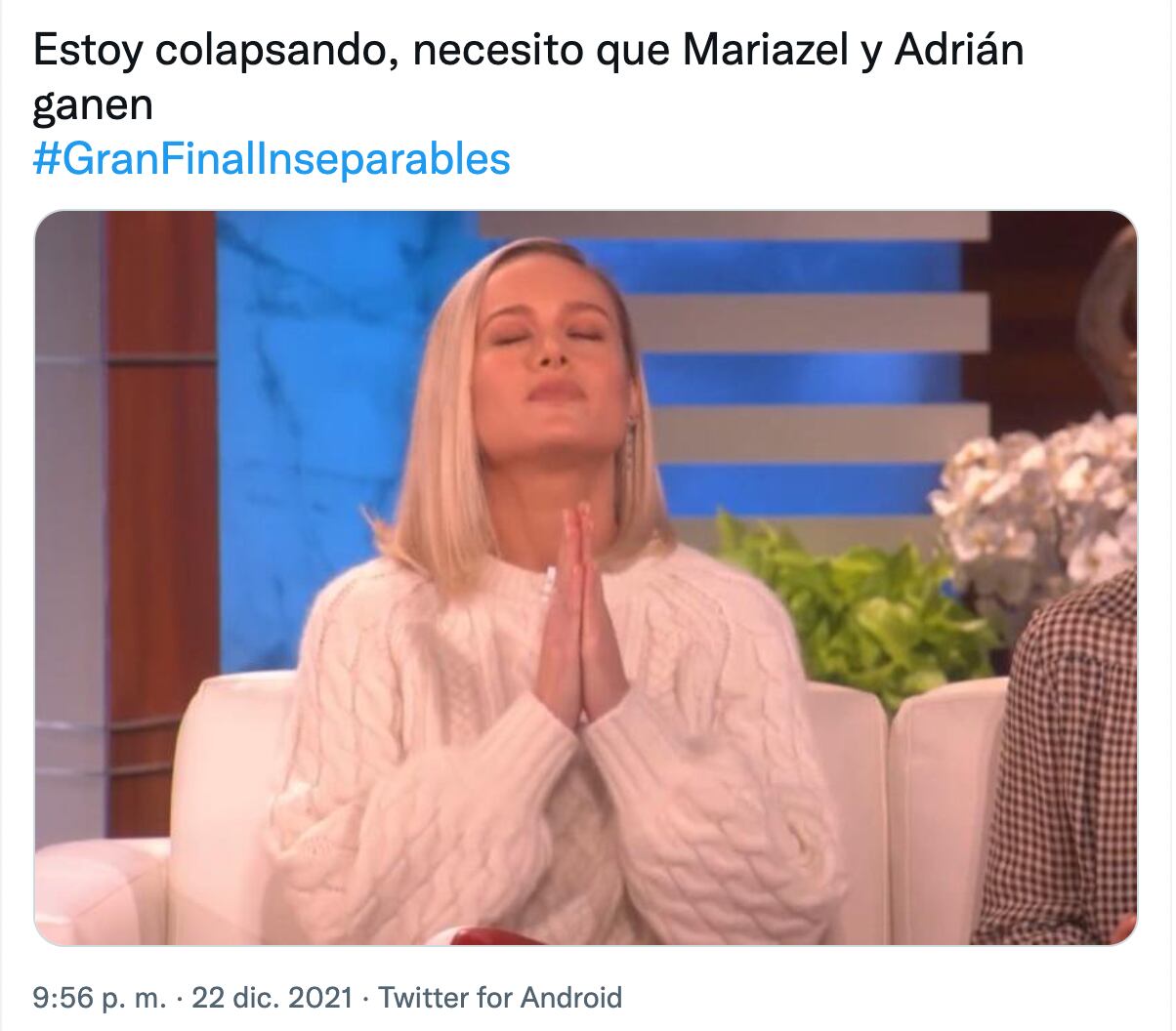 Meme por la victoria de Mariazel y Adrián en Inseparables