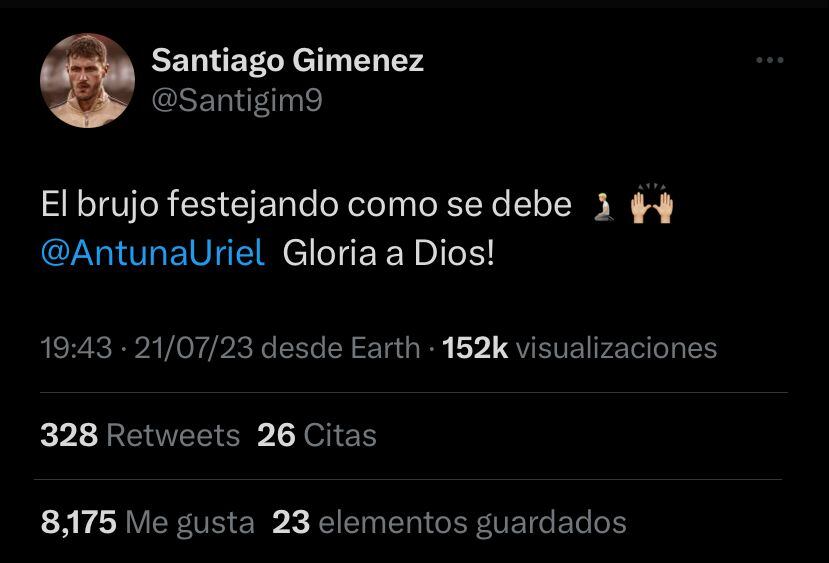 Santiago Giménez mandó un mensaje especial para Uriel Antuna, tras haber anotado en su debut en la Leagues Cup con Cruz Azul.