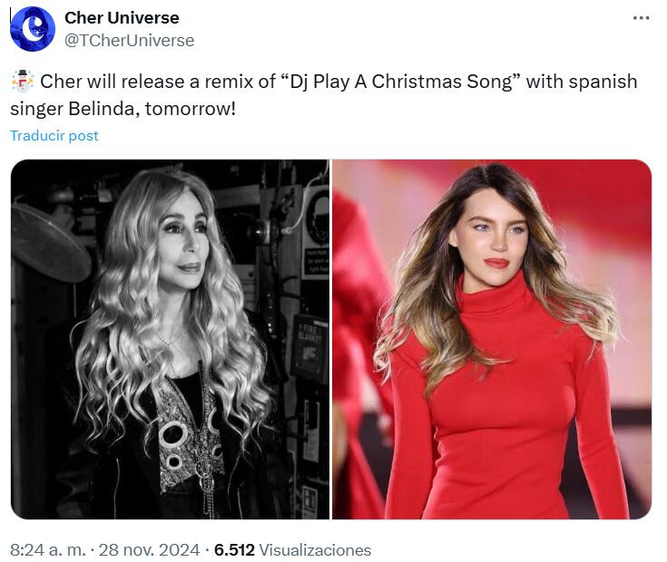 Belinda y Cher lanzarán un villancico