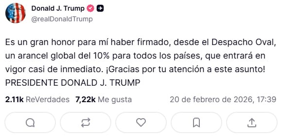 Donald Trump firma arancel global del 10% con entrada en vigor inmediata