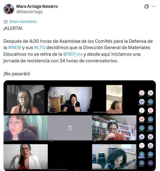 Marx Arriaga anuncia protesta de 24 horas en la SEP