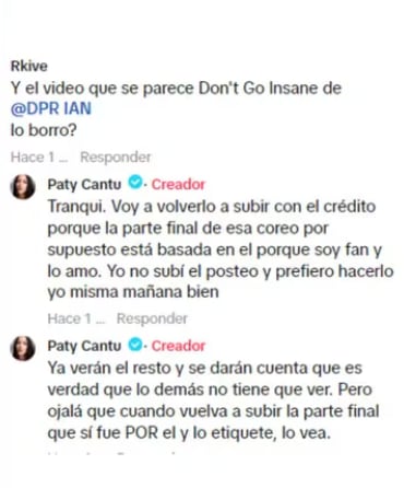 Respuesta de Paty Cantú sobre el supuesto plagio a DPR IAN