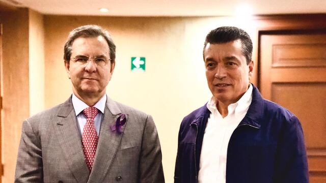 Esteban Moctezuma y Rutilio Escandón. Reunión de trabajo.