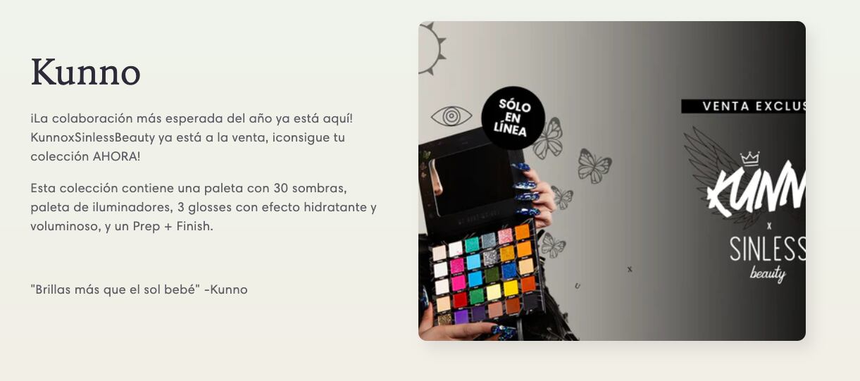 Kunno lanza su maquillaje colección con Sinless Beauty.