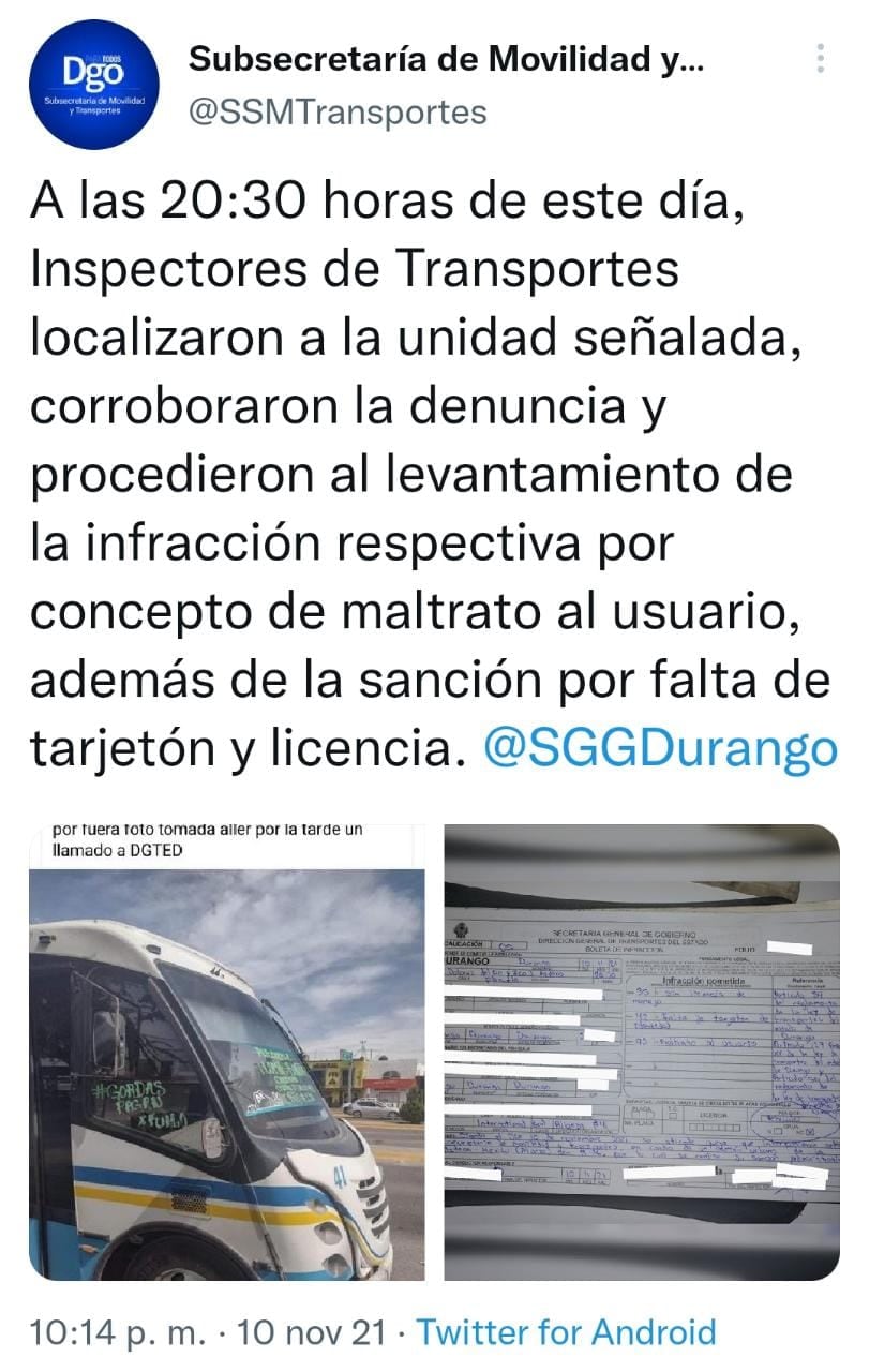 Publicación de Twitter