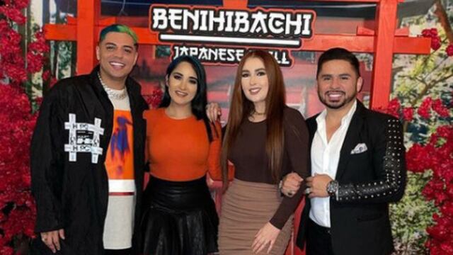 Larry Hernández y Eduin Caz con sus parejas