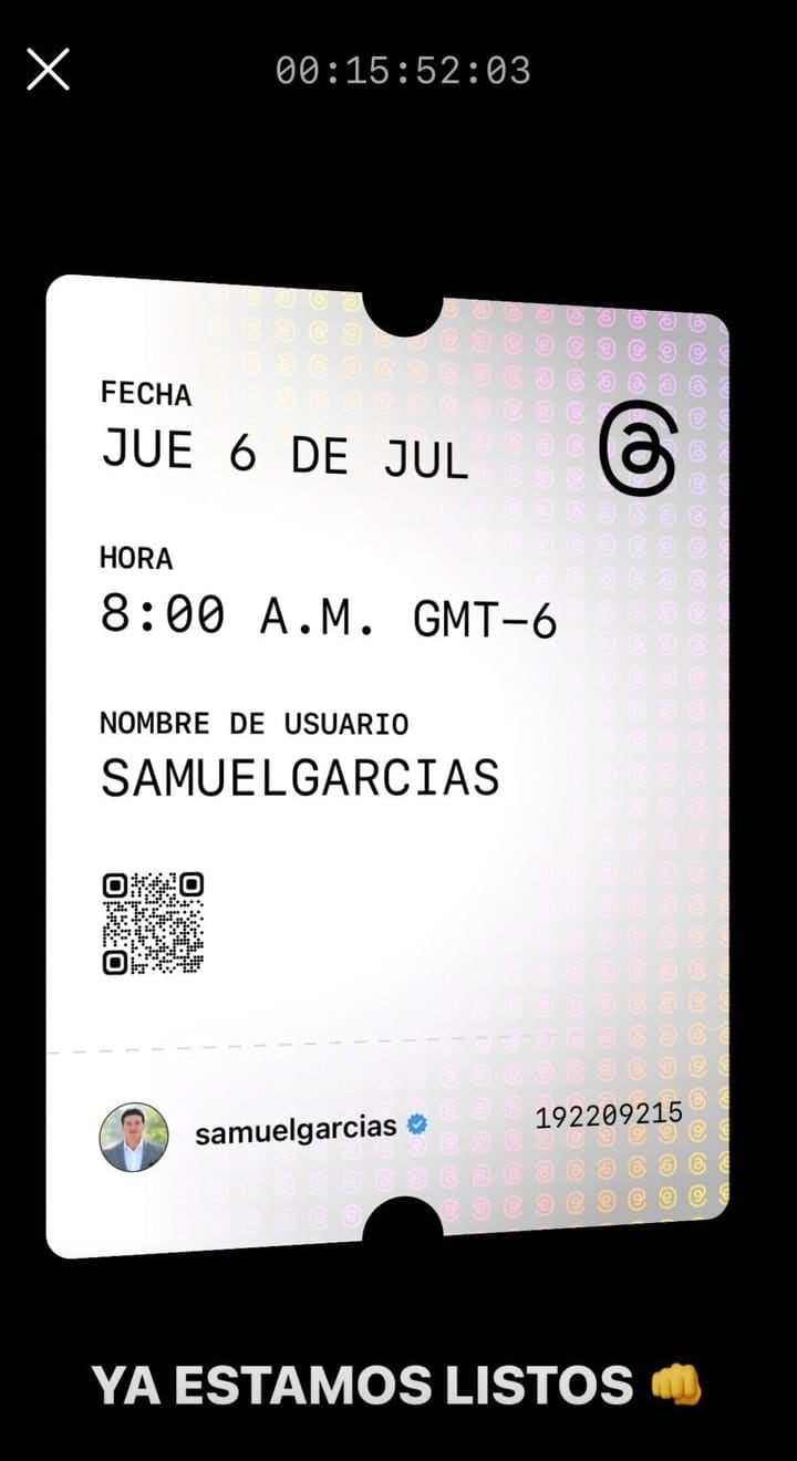 Samuel García ya tiene cuenta en Threads de Instagram