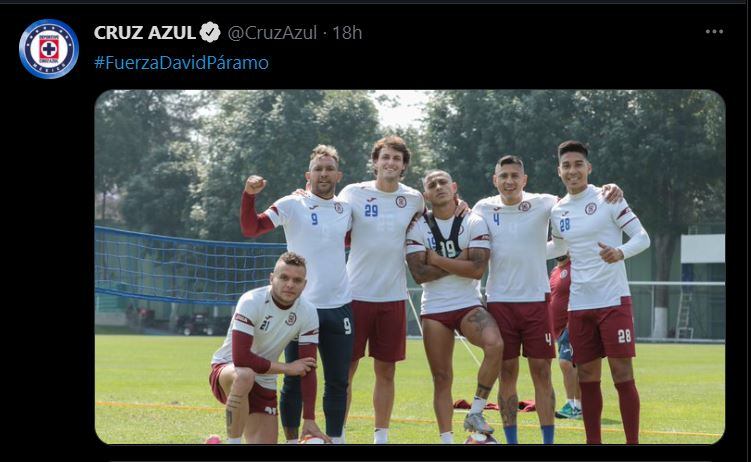 Cruz Azul compartió una foto con el hashtag #FuerzaDavidPáramo