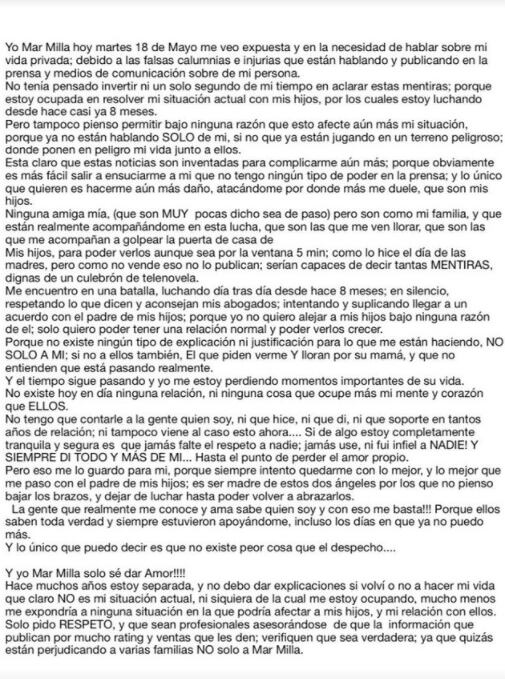 Comunicado Mar Milla