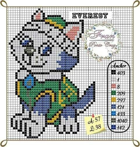 Everest de Paw Patrol en punto de cruz