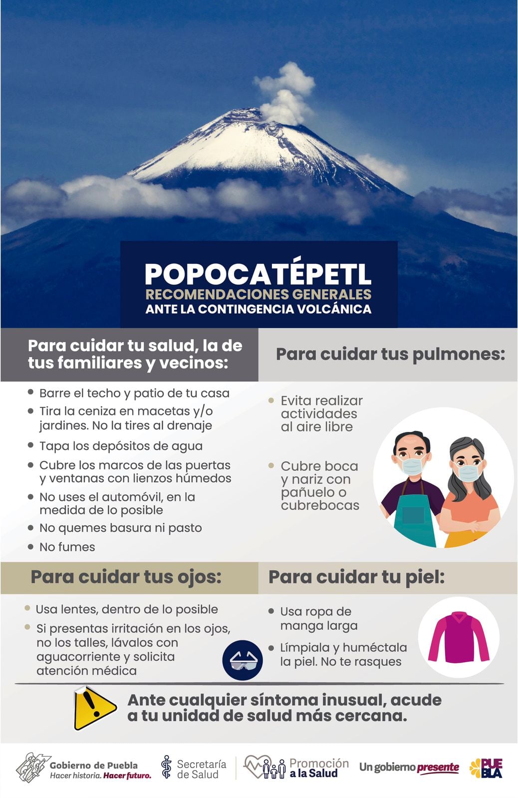 Recomendaciones por ceniza del Popocatépetl