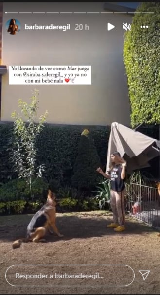 Mar de Regil jugando con su perrita Simba; Bárbara de Regil entristece por eso.