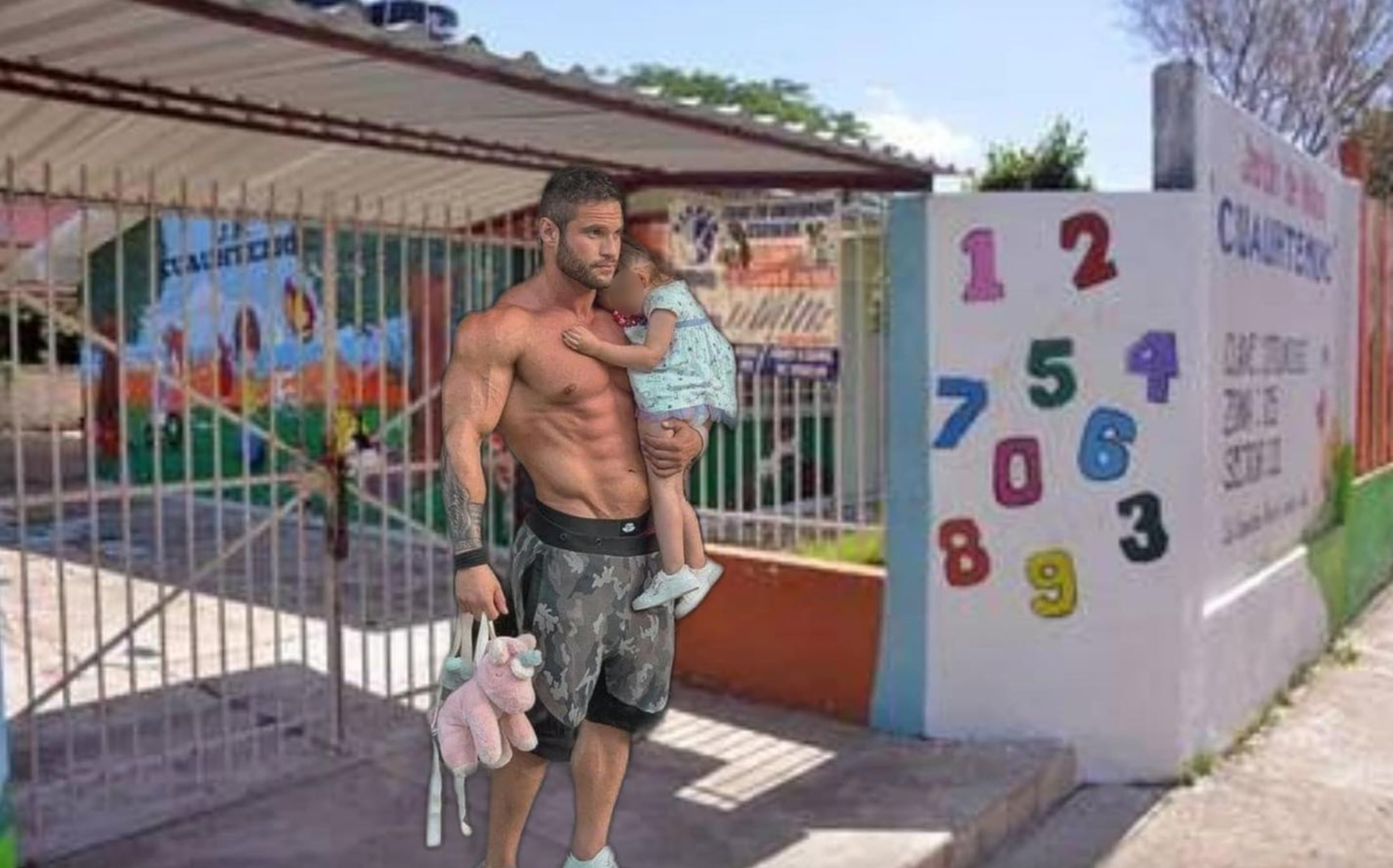 Fotomontaje del fisicoculturista sin playera