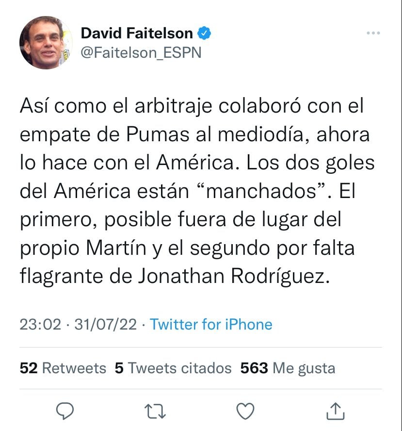 David Faitelson dijo que "los goles del América están manchados" tras polémica.