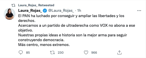 Laura Rojas critica reunión con Vox