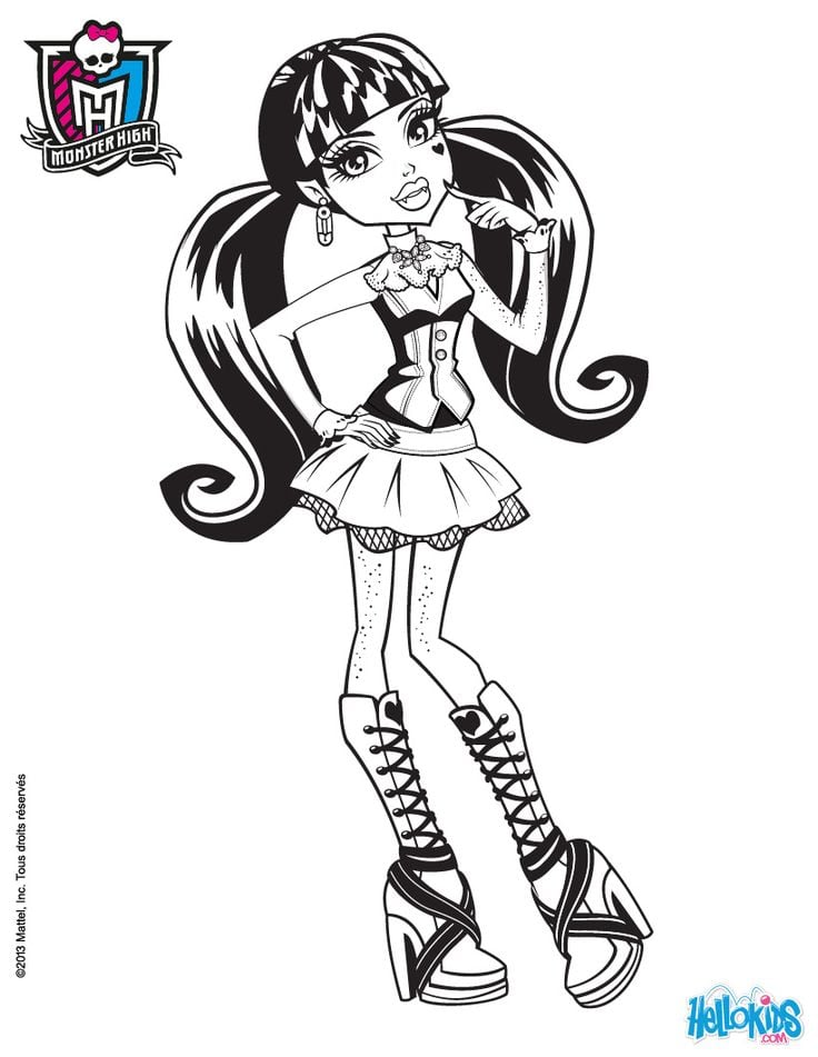 5 dibujos de Draculaura para imprimir y colorear del personaje de Monster High que cumple años en el Día de San Valentín