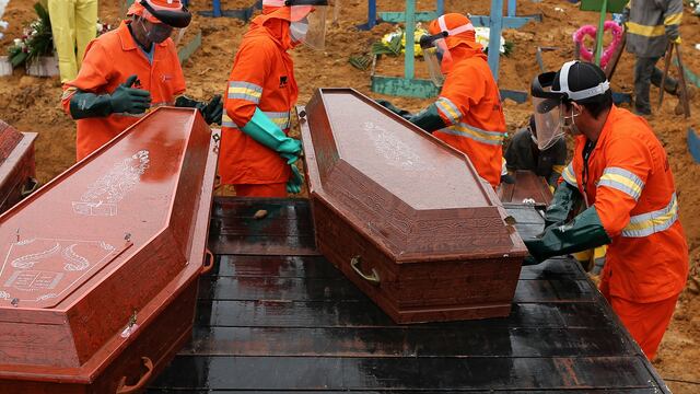 Entierro masivo en Manao, Brasil, de víctimas de Covid-19.