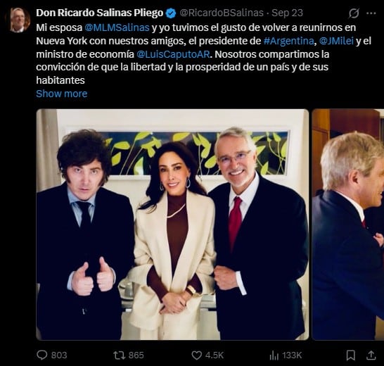 Salienas Pliego se reúne con Javier Milei y Daniel Naboa