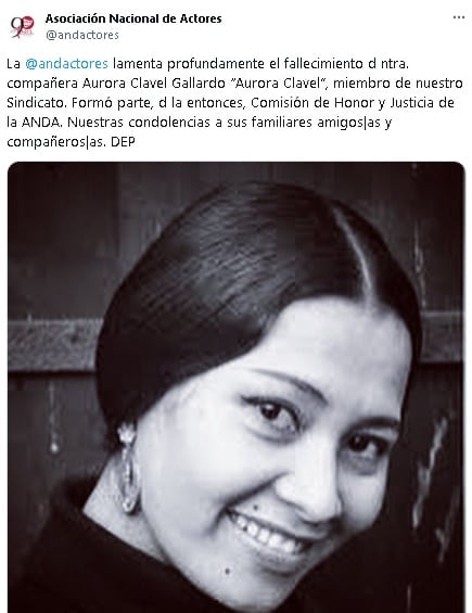 La Anda comparte la muerte de Aurora Clavel.