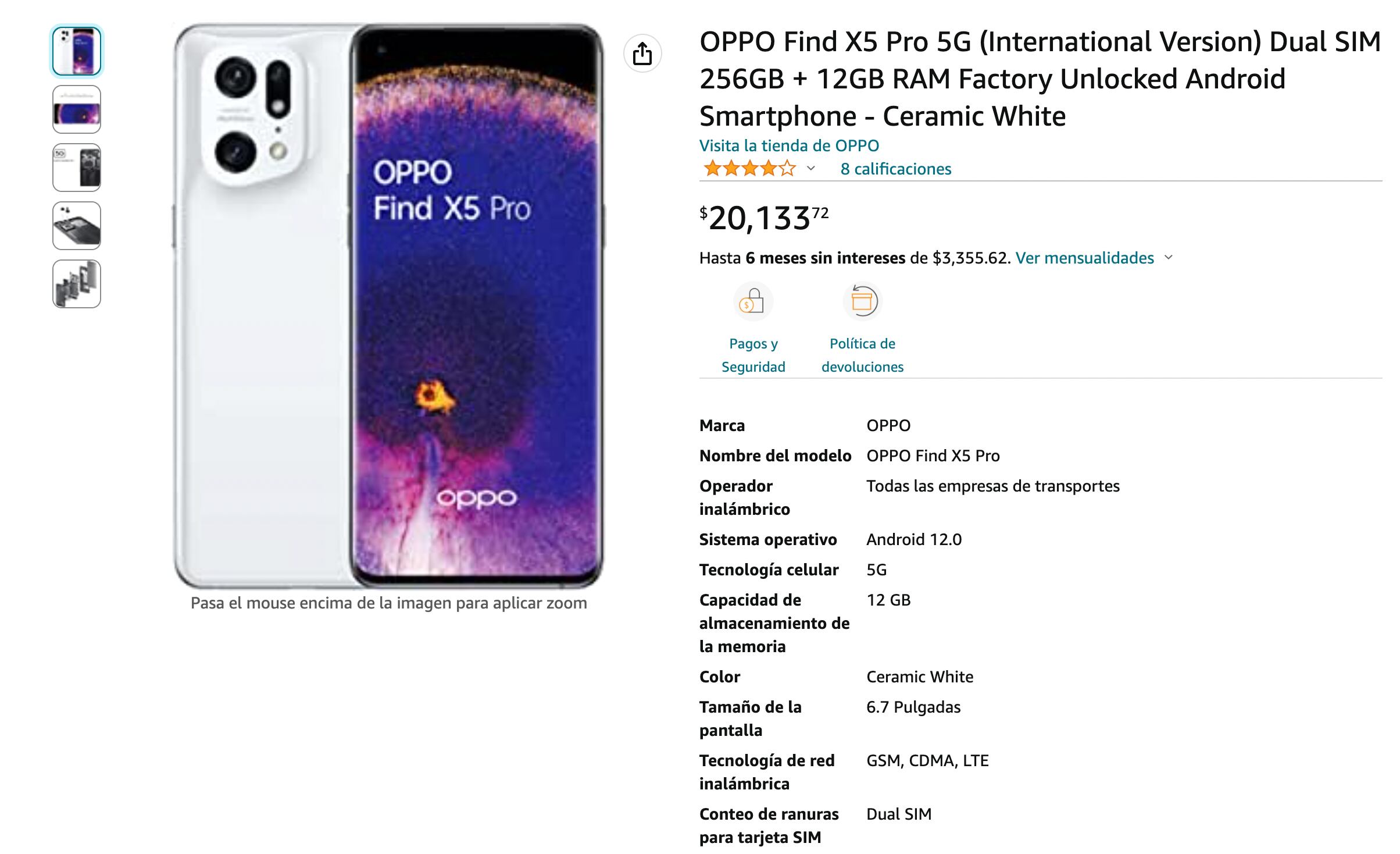 Oppo Find X5 Pro en Amazon