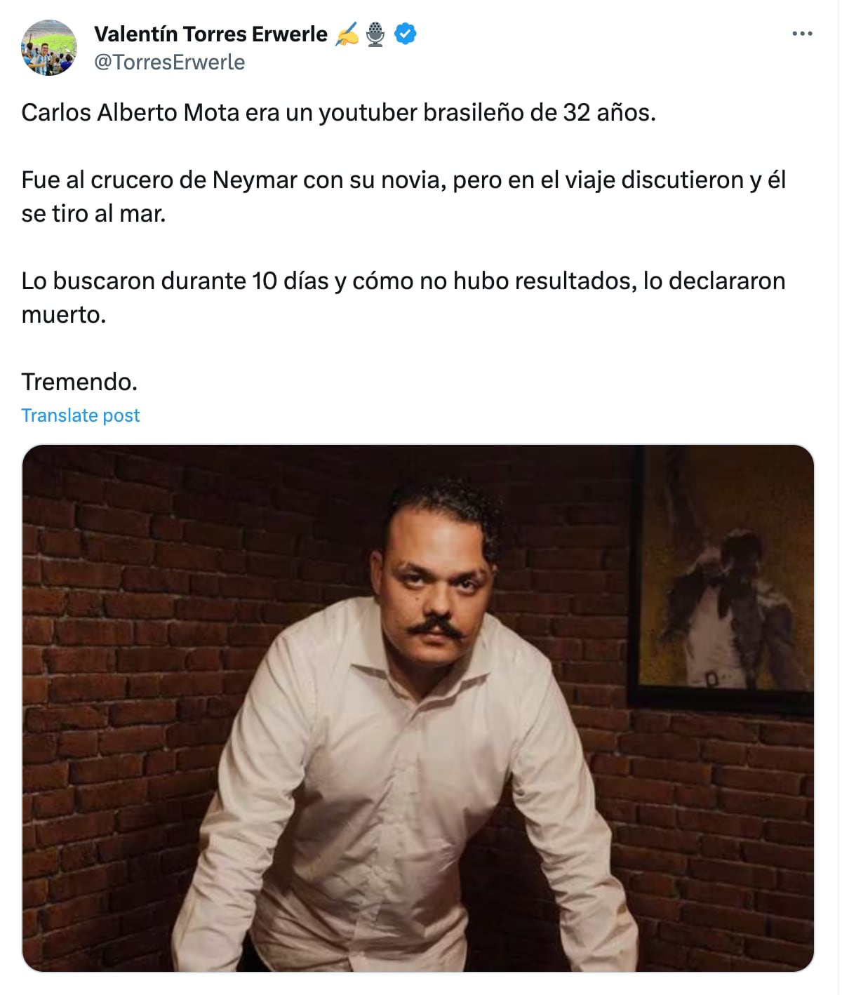 Muere youtuber en crucero de Neymar