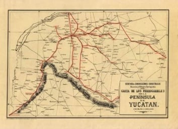 Mapa ferroviario de la Península de Yucatán 1910