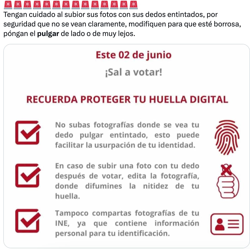 Memes recomiendan proteger los datos biométricos en estas elecciones 2024 en México