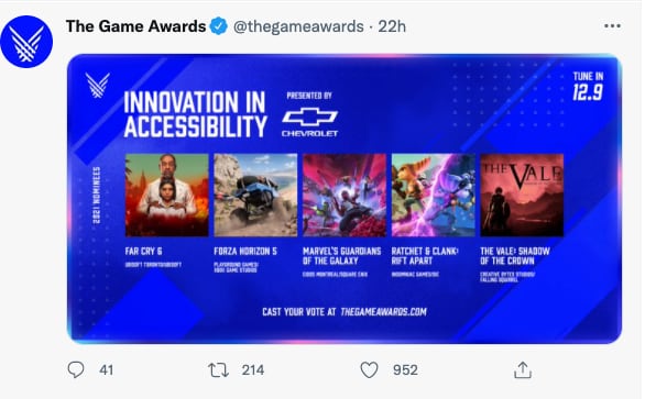 The Game Awards 2021: Juego con mejor innovación y accesibilidad