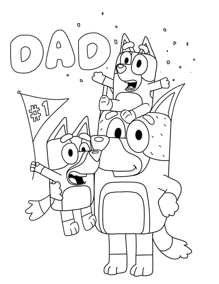 Dibujos del Día del Padre con Bandit y Bluey para colorear