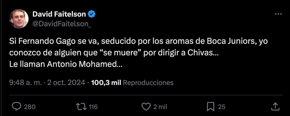 Mensaje de David Faitelson sobre Antonio Mohamed.