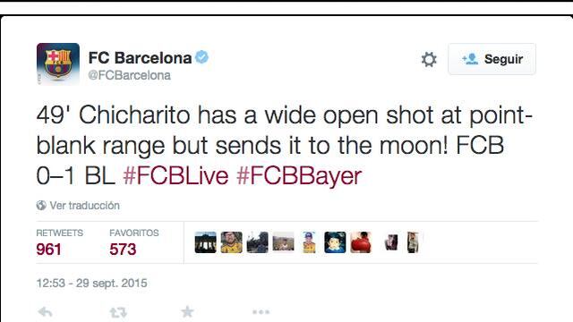 FOTO: F.C Barcelona se burla de Chicharito en redes sociales