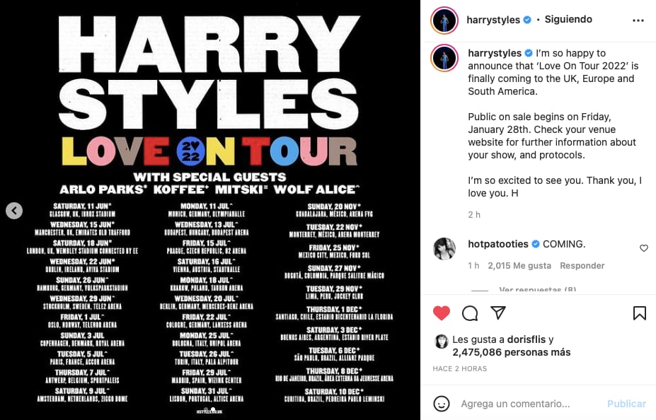 Harry Style 'Love On Tour' 2022