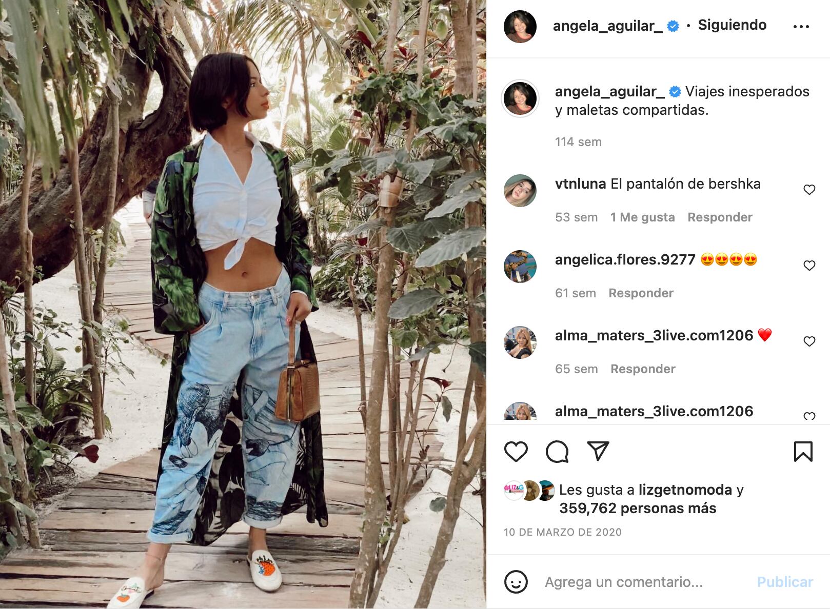 Ángela Aguilar con zapatos Gucci