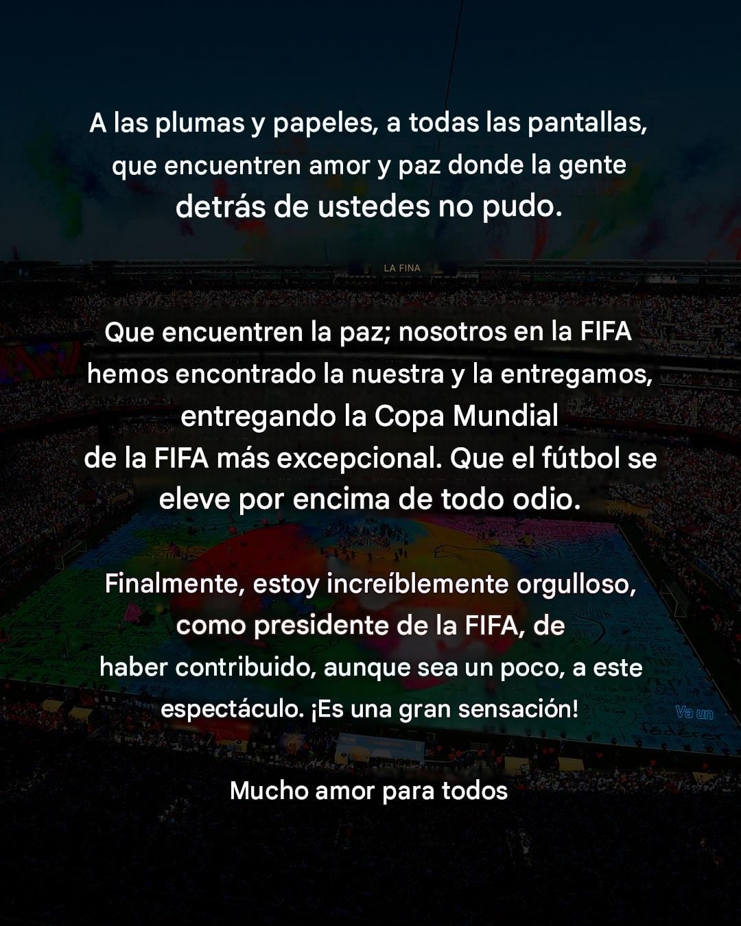 Gianni Infantino responde a las crítica del Mundial 2026 (traducida).