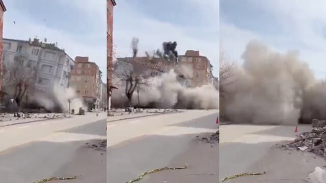 Captan colapso de edificio por nuevo sismo de magnitud 5.6 en Turquía