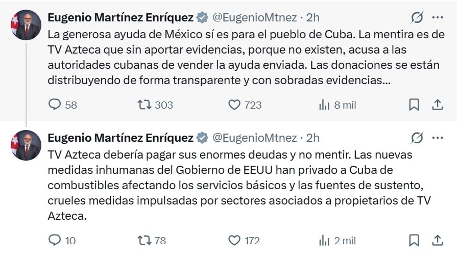 Embajador de Cuba asevera que TV Azteca miente