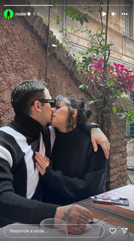 El romántico beso que Christian Nodal compartió con Cazzu