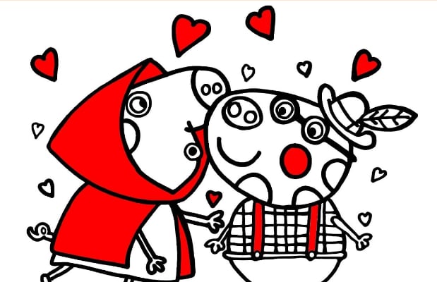 Dibujos de Peppa Pig San Valentín
