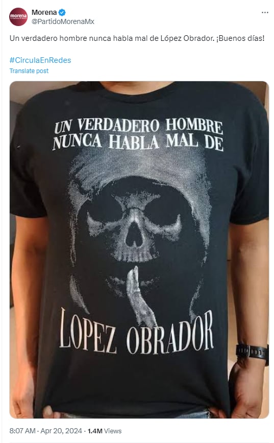 Morena usa meme de calaca en playera para promover al partido
