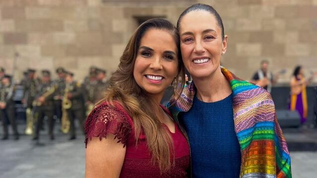 Mara Lezama y Claudia Sheinbaum en el Sexto Informe de AMLO.