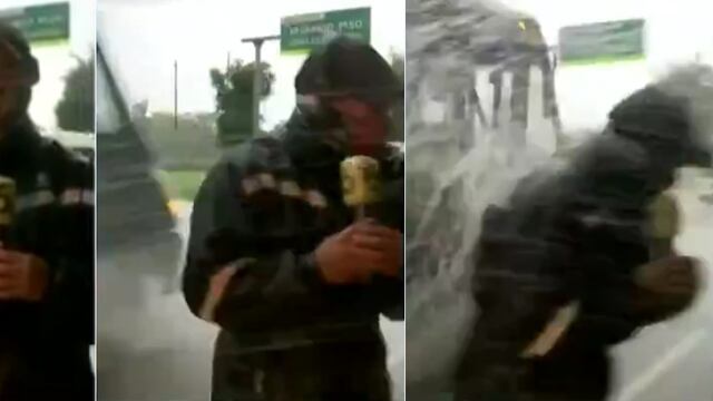 Reportero "baña" con agua de lluvia