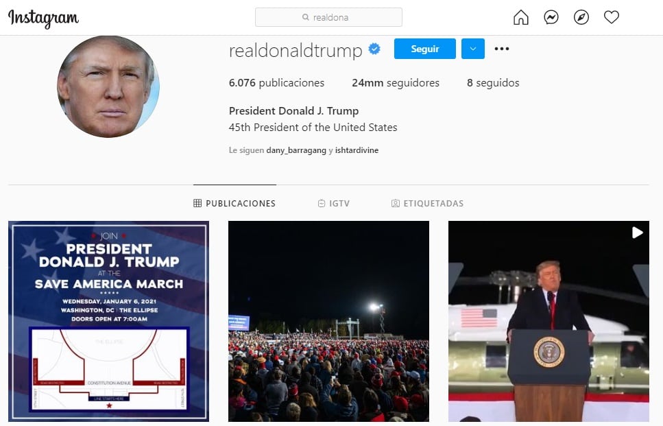 Instagram de Donald Trump