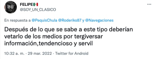 Critica a Carlos Marín en Twitter