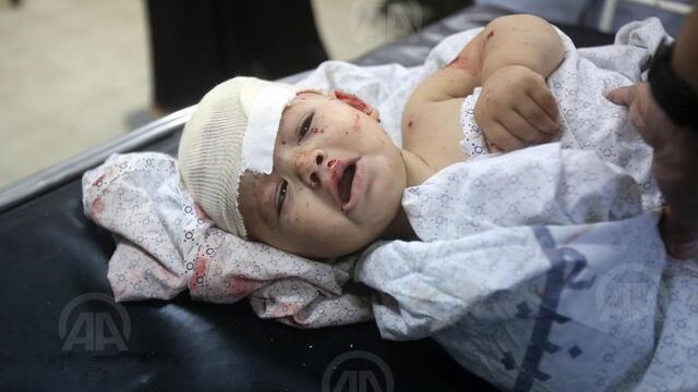 Bebé en Gaza. Foto: Belal Khaled / Anadolu Agency