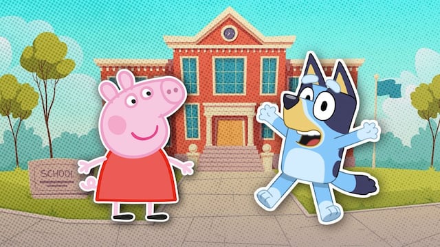 Peppa Pig y Bluey van a la escuela
