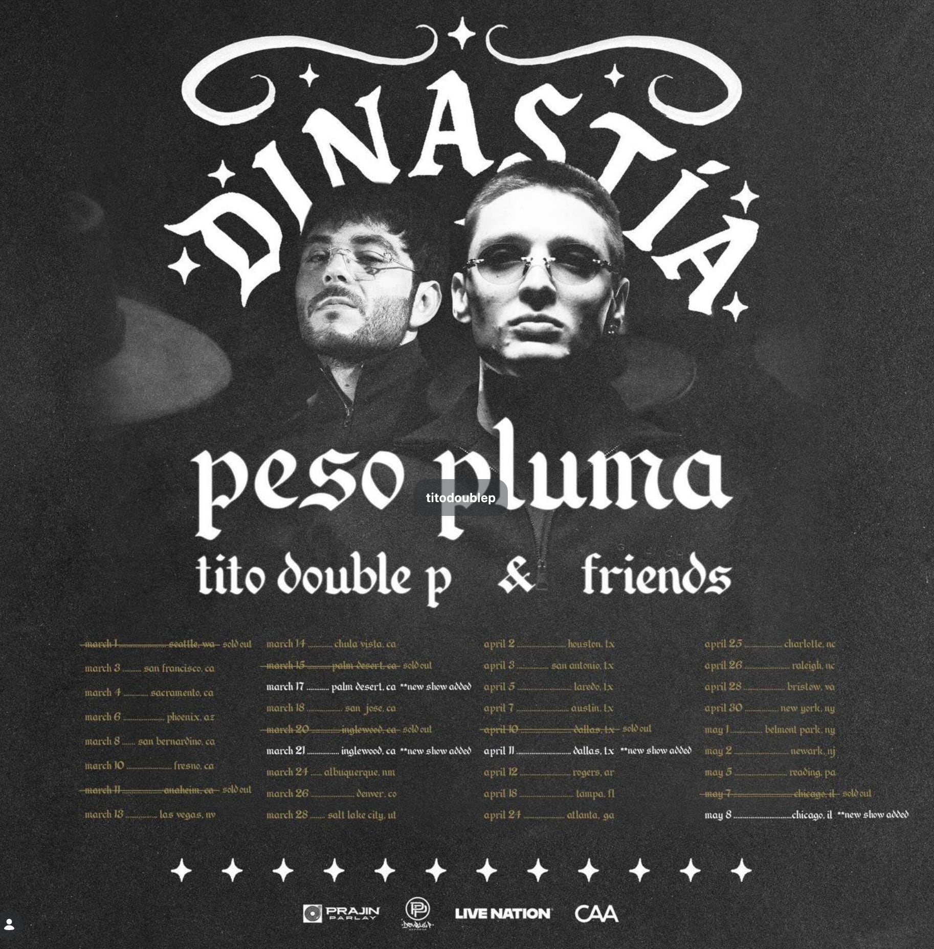 Peso Pluma suma a Tito Double P a su gira en Estados Unidos