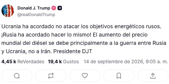 Trump anuncia supuesto acuerdo de Rusia y Ucrania para frenar ataques