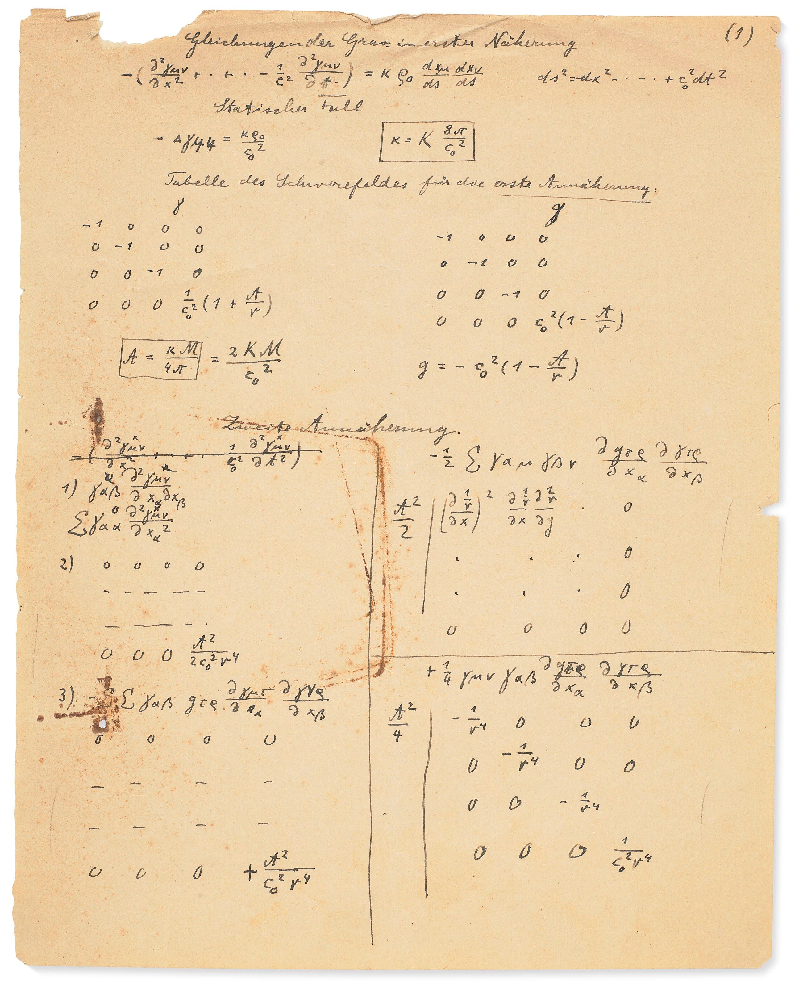 Manuscrito de Einstein sobre la teoría de la relatividad