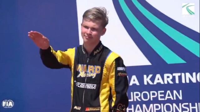 El piloto ruso, Artem Severiukhin, realizó saludo nazi en la premiación del Campeonato Europeo de Karting.